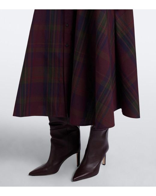 Polo Ralph Lauren Purple Plaid Cotton-Blend Shirt Dress