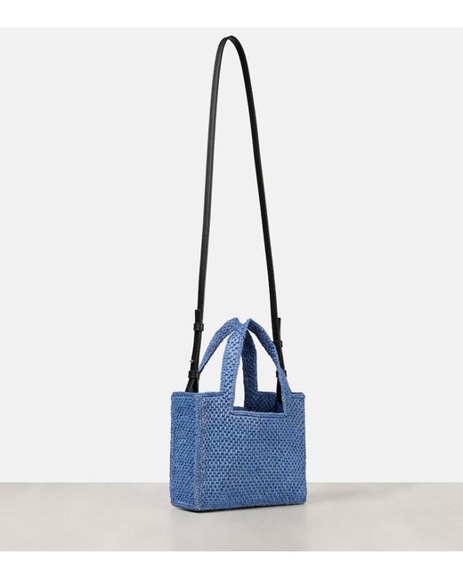 Loewe Blue Paula's Ibiza Mini Logo Raffia Top-Handle Bag