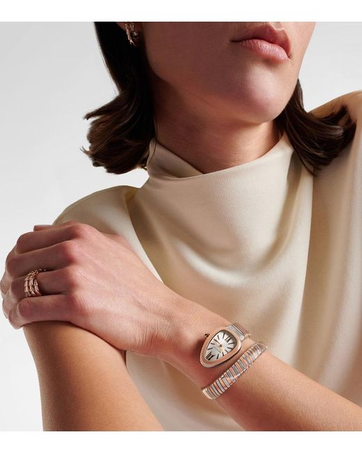 BVLGARI Metallic Uhr Serpenti Tubogas Mit 18Kt Rosegold Und Rubellit