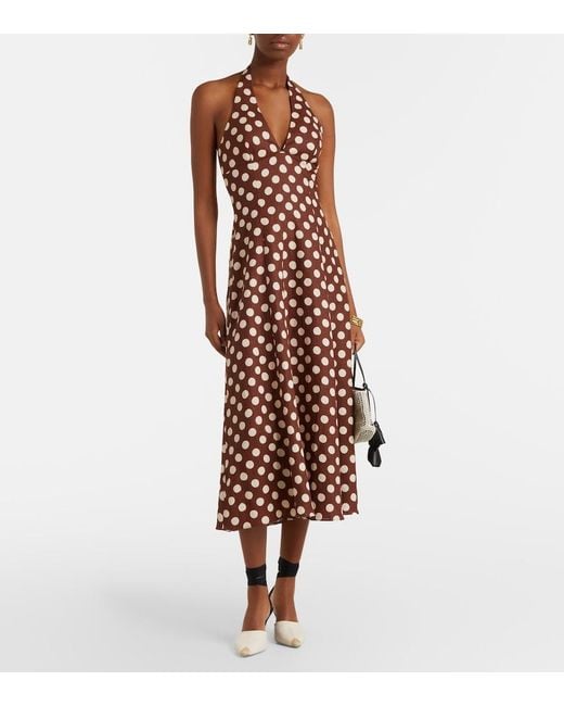 Faithfull The Brand Purple Marais Polka-Dot Linen Midi Dress