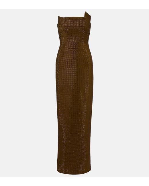 Roland Mouret Brown Embellished Strapless Gown