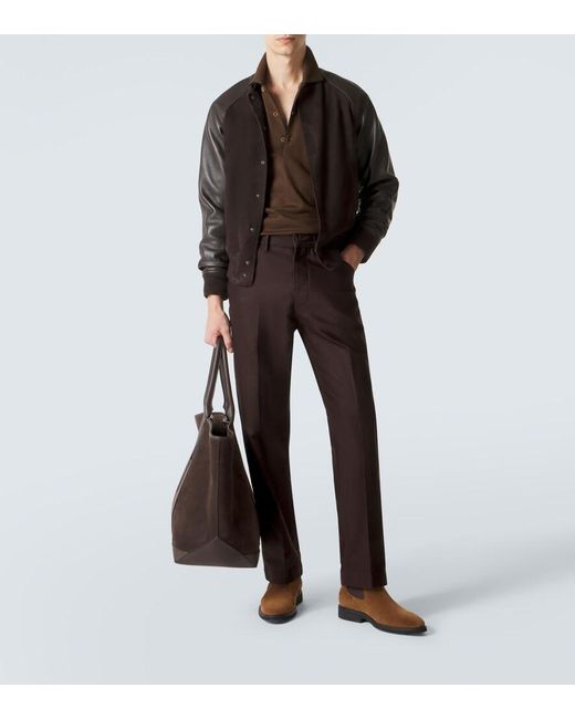 Tom Ford Brown Silk And Cotton Pique Polo Shirt for men