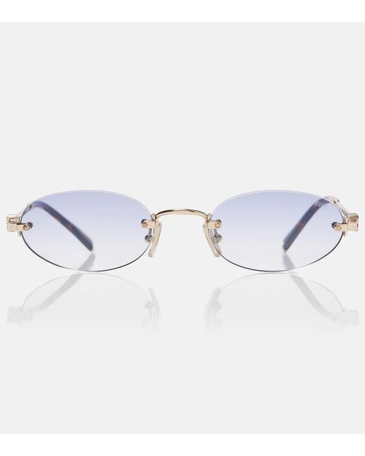 Miu Miu Blue Logo Oval Sunglasses