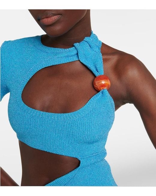 Jacquemus Blue Le Raphia 'le Robe Brilho' Minidress