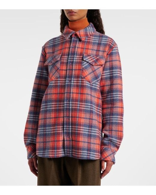 God's True Cashmere Red Americana Plaid Cashmere Shirt
