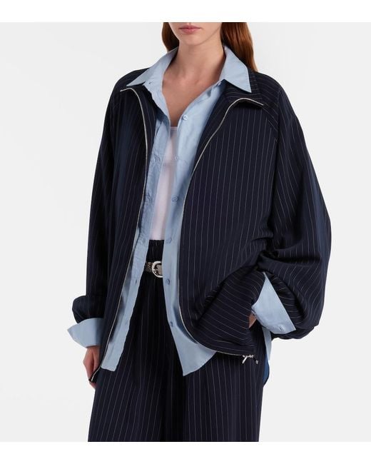 Frankie Shop Blue Baxter Pinstripe Oversized Jacket