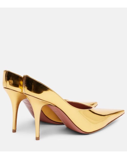 AMINA MUADDI Natural Anok 90 Metallic Leather Pumps