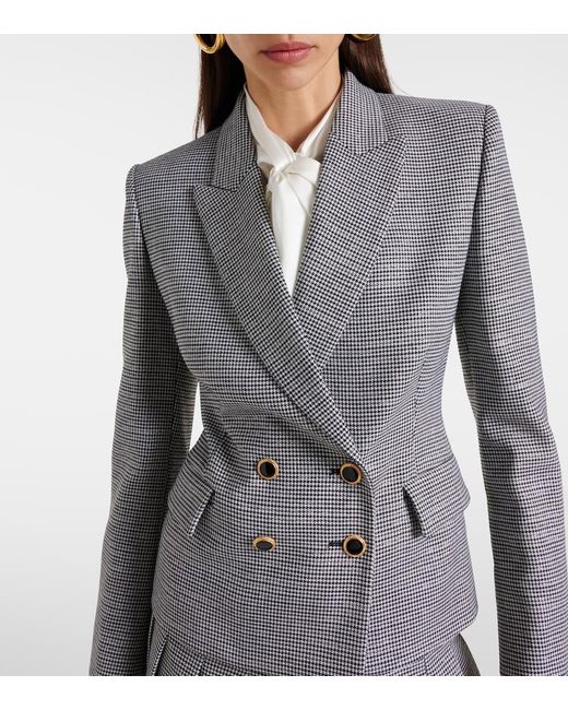 Alessandra Rich Gray Houndstooth Wool-Blend Jacket