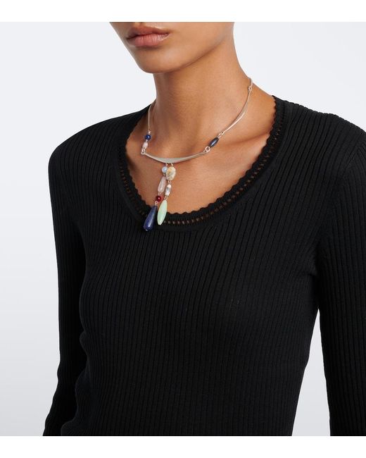 Isabel Marant Black Selenie Ribbed-Knit Silk And Cotton Sweater
