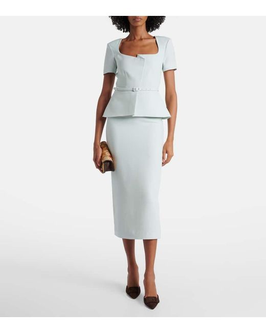 Robe Midi En Laine Et Soie Roland Mouret en coloris White