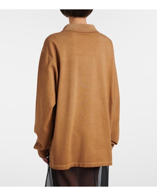 Prada Brown Oversized Cotton Pique Polo Shirt