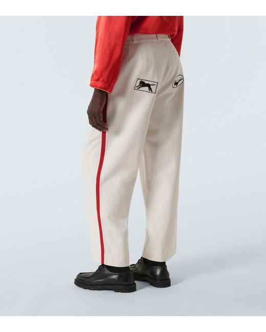 Bode White Skunk Tail Cotton Wide-Leg Pants for men