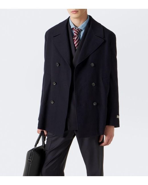 Canali Blue Wool Peacoat for men