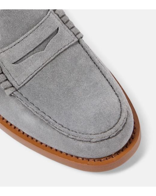 Tod's Gray Suede Loafers
