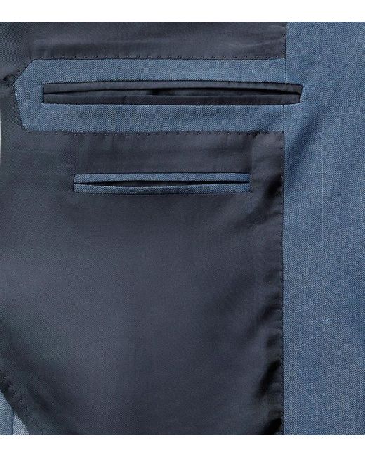 Zegna Blue Wool And Linen Suit for men