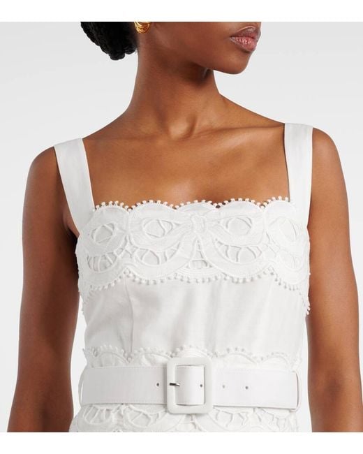Self-Portrait White Linen Lace Dress