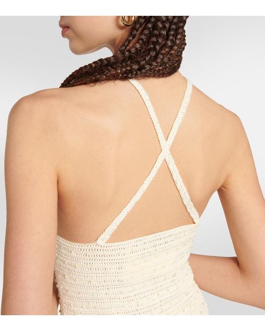 AYA MUSE Natural Veluti Embellished Crochet Maxi Dress