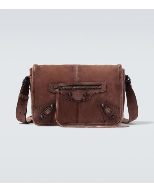 Balenciaga Brown Le City Small Suede Messenger Bag for men