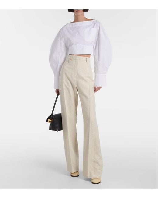 Jacquemus Natural Sauge High-Rise Straight Pants