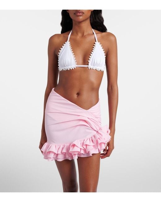 Jacquemus Pink Playa Ruffled Jersey Miniskirt
