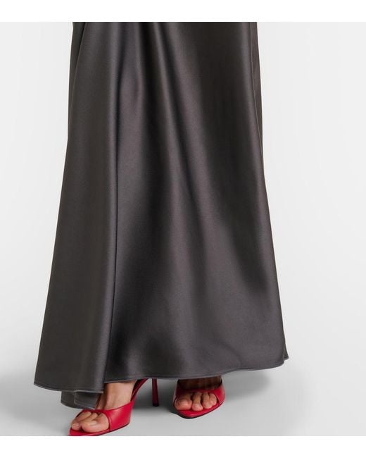 Victoria Beckham Black Posy Draped Gathered Crepe Satin Gown