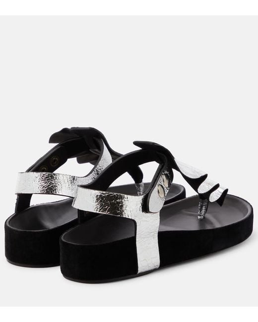 Isabel Marant Black Isela Metallic Leather Sandals