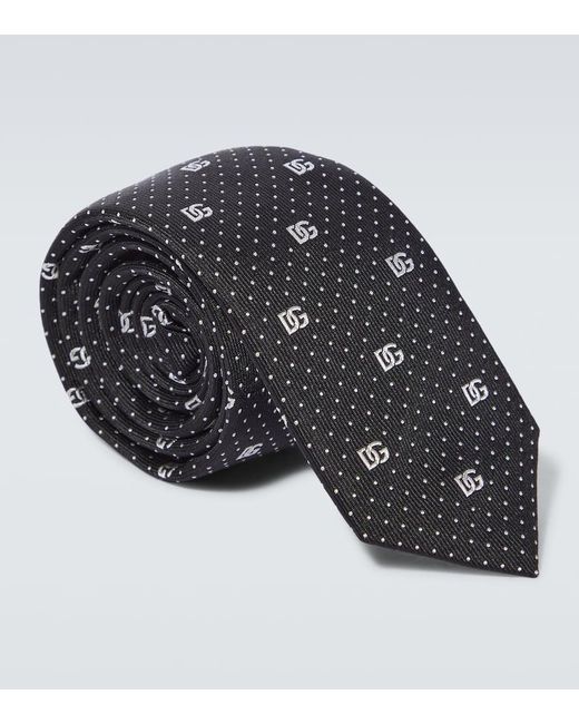 Corbata DG de seda en jacquard Dolce & Gabbana de hombre de color Black