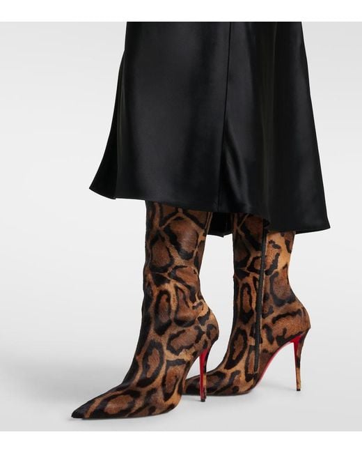 Christian Louboutin Brown Miss Z Leather Pony Hair Knee-High Boots 100