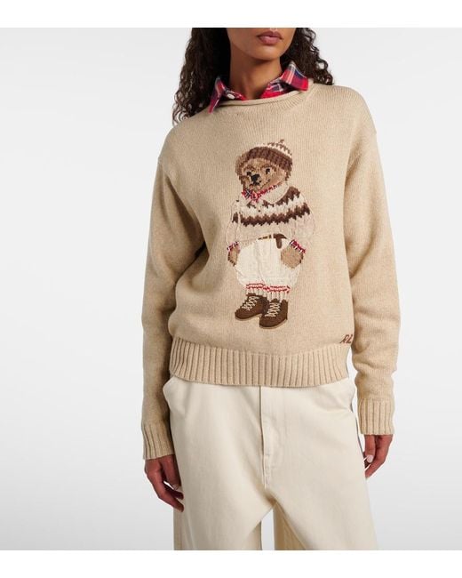 Polo Ralph Lauren Natural Polo Bear Cotton And Wool-Blend Sweater