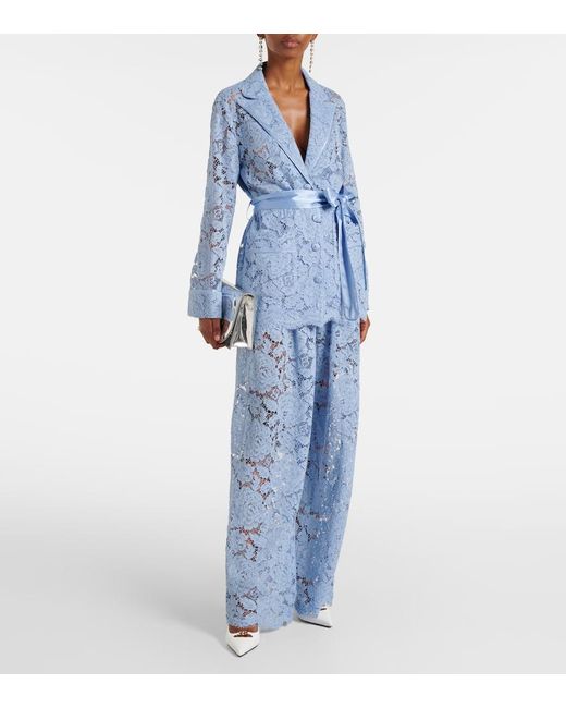 Dolce & Gabbana Blue Weite Hose Aus Spitze