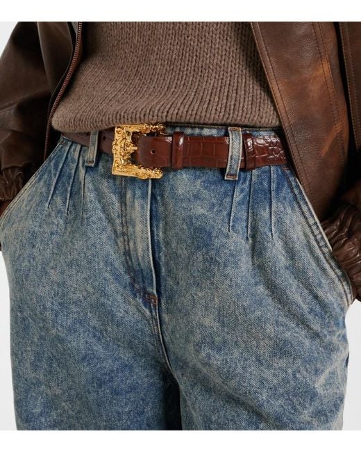 Magda Butrym Brown Croc-Effect Leather Belt