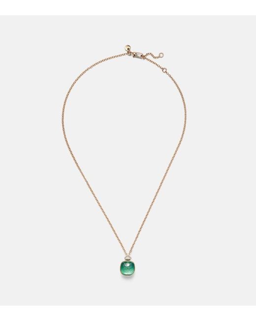 Pomellato Pink Nudo Classic 18Kt Rose And Necklace With Gemstones