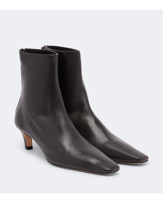 Totême Black Leather Ankle Boots