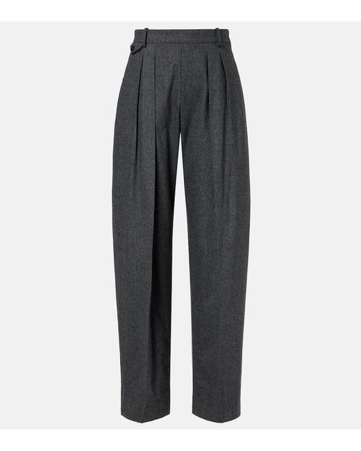 Khaite Gray Dugan High-Rise Wool Tapered Pants
