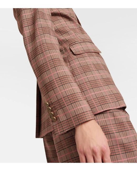 Etro Brown Checked Wool-Blend Blazer