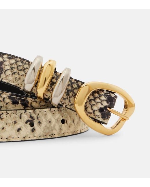 Amanu White Tugela Snake-Effect Leather Belt