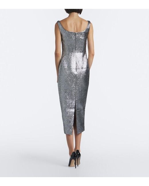 Roland Mouret Gray Jacquard Corset Dress