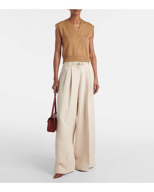 Blazé Milano Natural Weite High-Rise-Hose Husi Aus Leinen