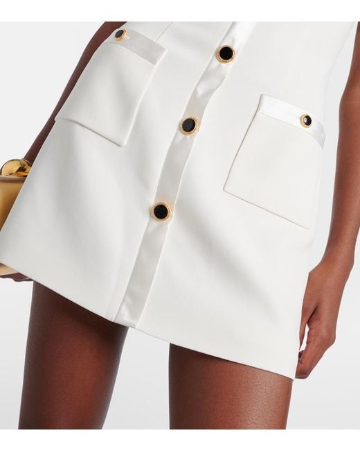 Alessandra Rich White Bow-Detail Satin-Trimmed Cady Minidress