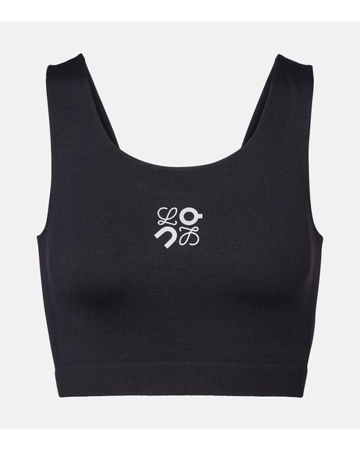 Loewe Blue X On Ribbed-Knit Sports Bra