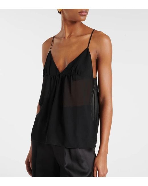 Saint Laurent Gray Top Aus Seidengeorgette