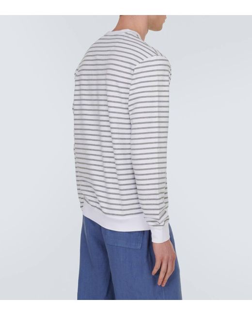 Vilebrequin White Jorasses Striped Cotton-blend Sweatshirt for men