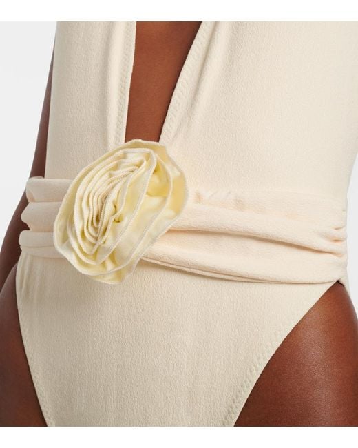 SAME White Rosette Floral-Applique Swimsuit