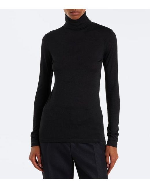 Jil Sander Black Jersey Turtleneck Top