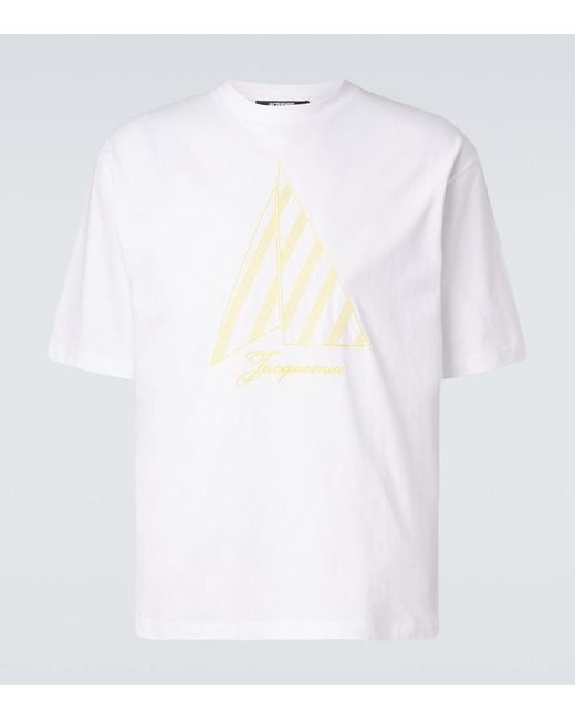 Jacquemus White Voilier Embroidered Cotton Jersey T-Shirt for men