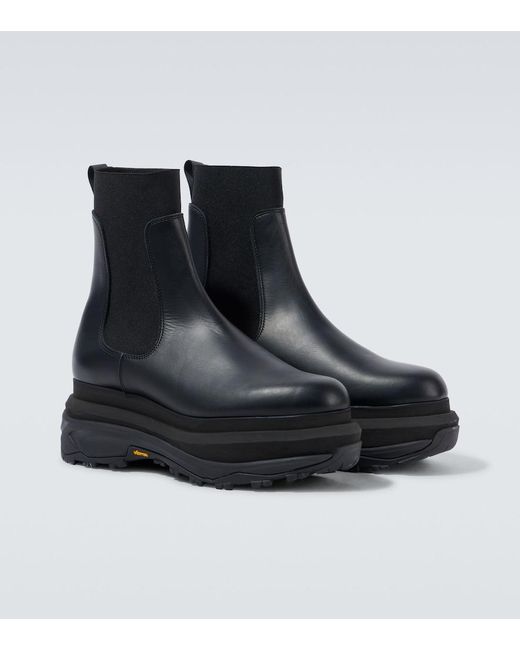 Sacai Black Leather Chelsea Boots for men