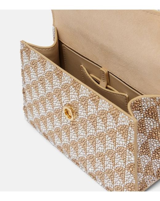 BVLGARI Metallic Serpenti Forever Mini Embellished Suede Top-Handle Bag