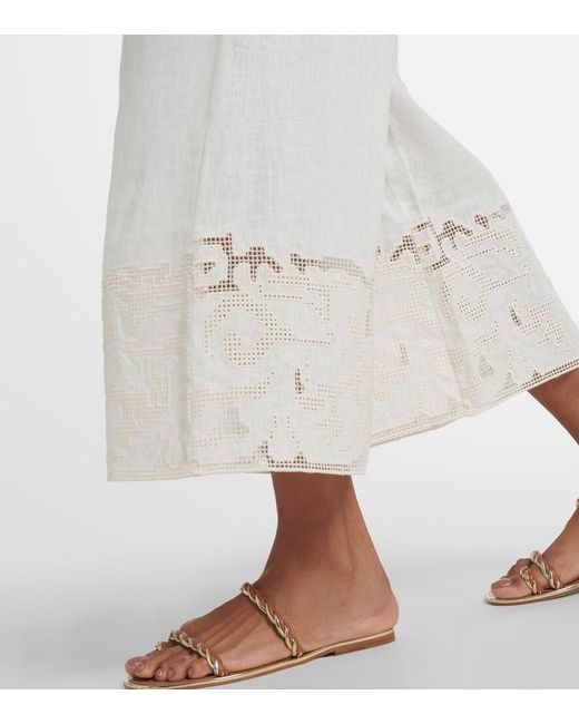 ALÉMAIS White Embroidered Linen Culottes