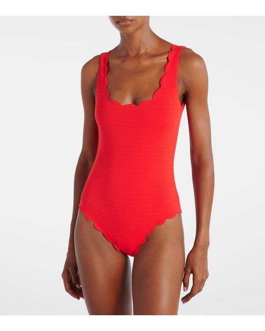 Marysia Swim Red Scalloped Swimsuit