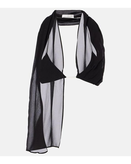 Christopher Esber Black Open-Back Silk Georgette Top